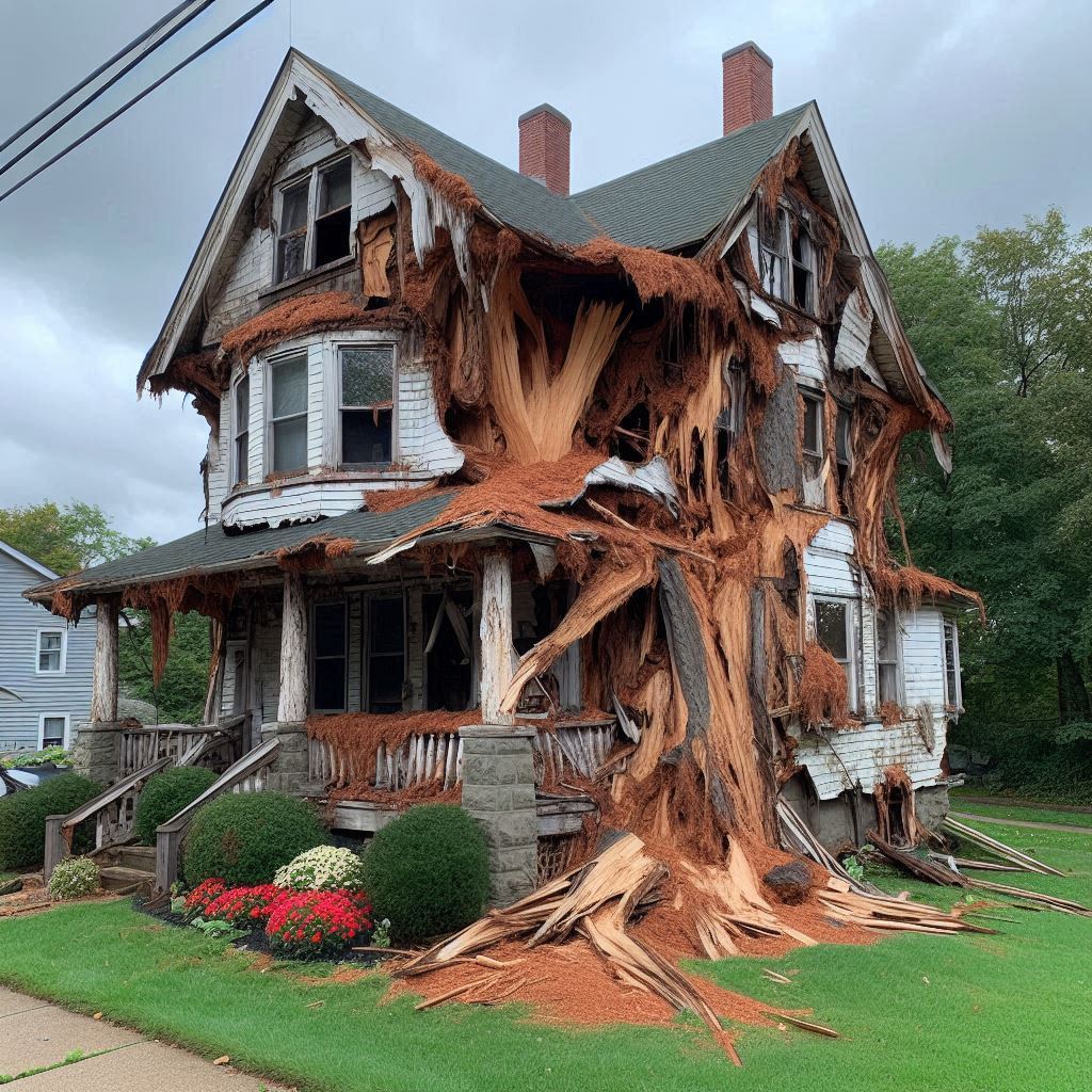 Signs Your Burlington Home Needs a Tree Inspection Damaged tree on an Burlington home showing signs of disease and decay